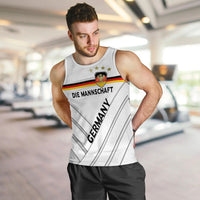 Weißes Herren Tanktop mit „Die Mannschaft“ Frontprint und Deutschlandwappen auf Brusthöhe