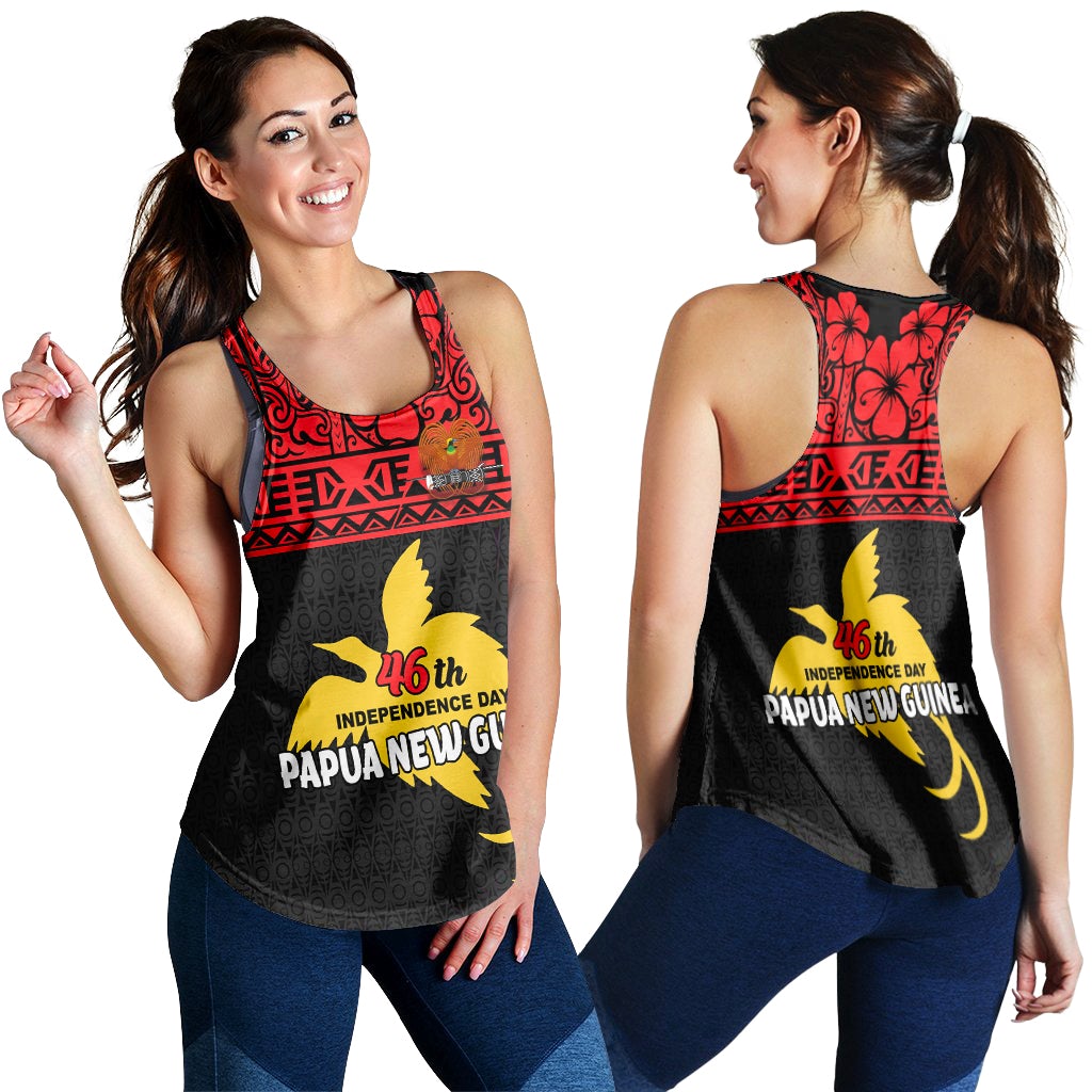 Women’s red-and-black tank top with Papua New Guinea 46th Independence Day graphic