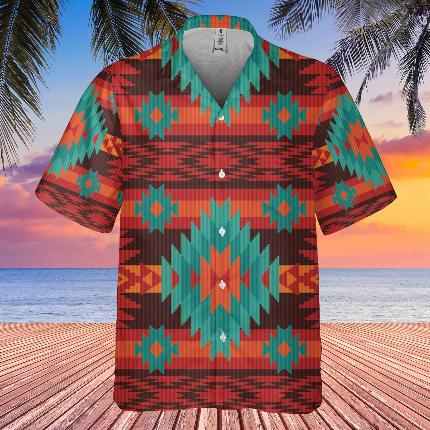 Native American Red Geometric Pattern Hawaiian Shirt 3D LT10 - Wonder Print Shop