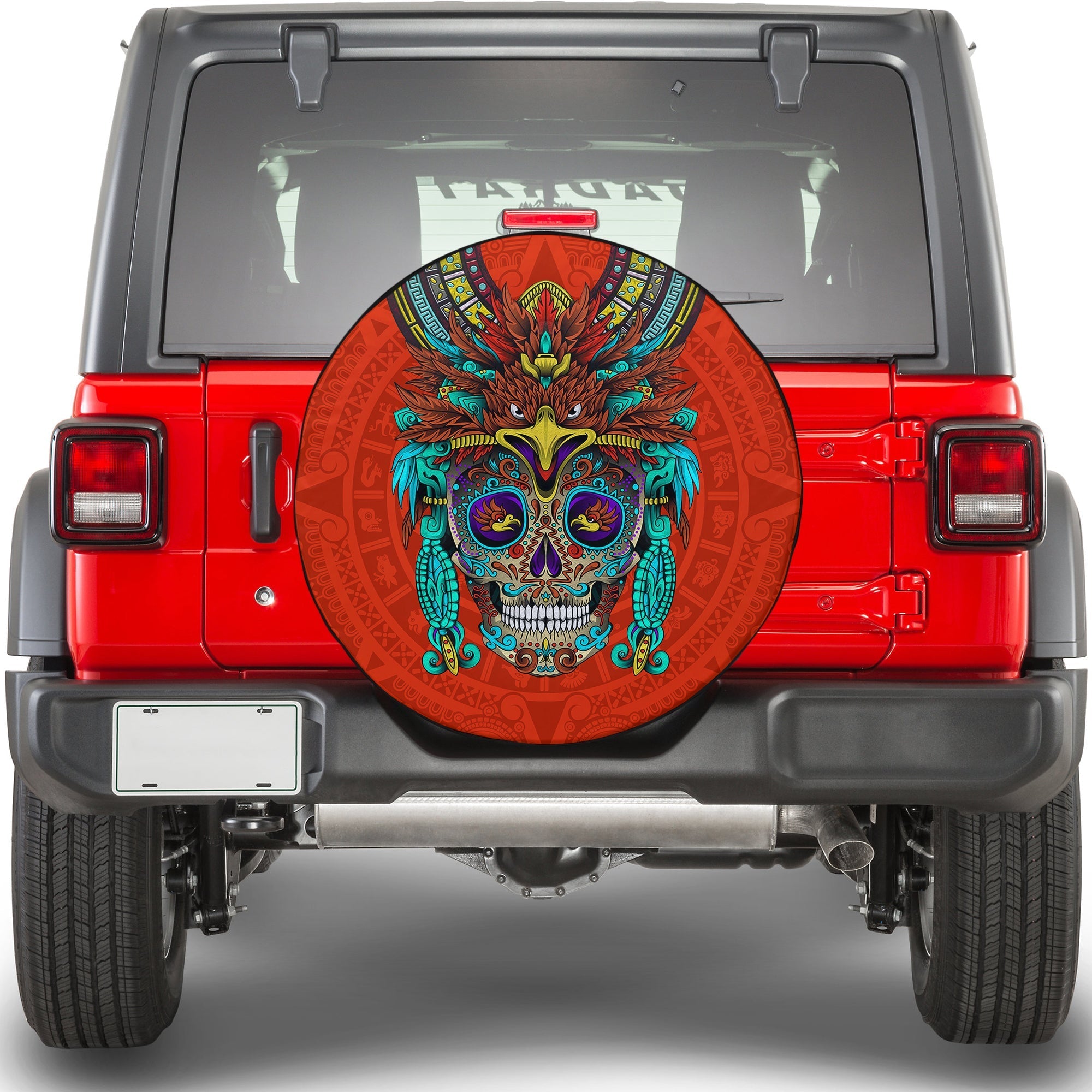 Mexico Spare Tire Cover - Mexican Skull Eagles Aztec Ver.02 LT13 - Wonder Print Shop