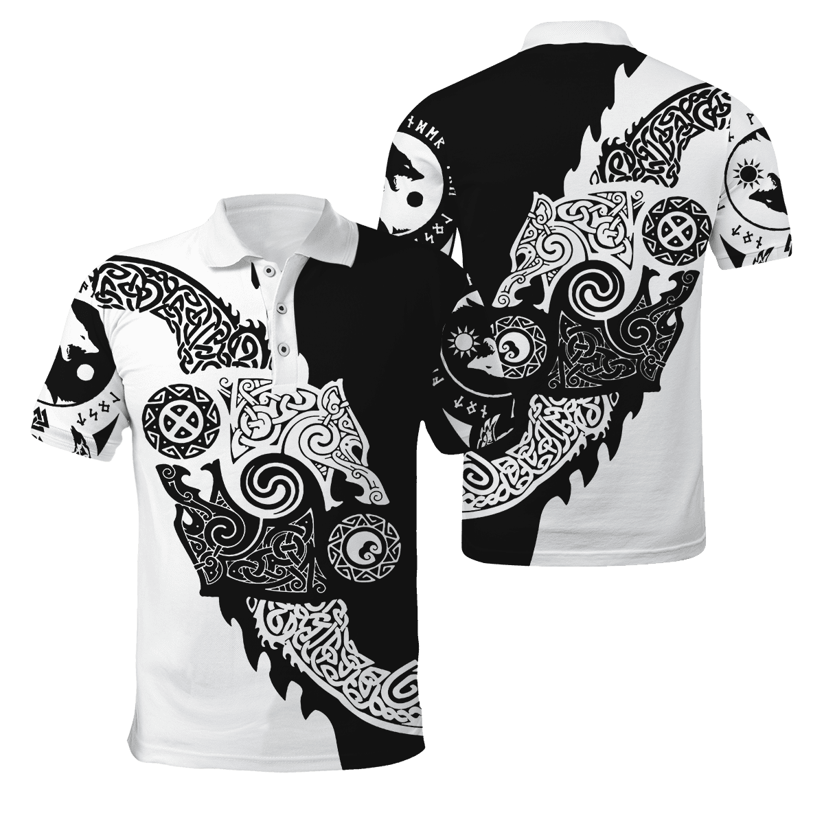 Viking Clothing Viking Hati and Skoll 3D Polo Shirt RLT12 - Wonder Print Shop