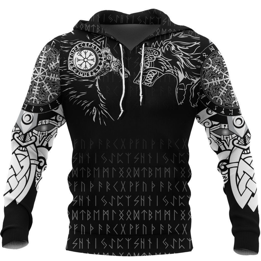 Viking Hoodie Raven and Wolf Special Tattoo RLT12 - Wonder Print Shop