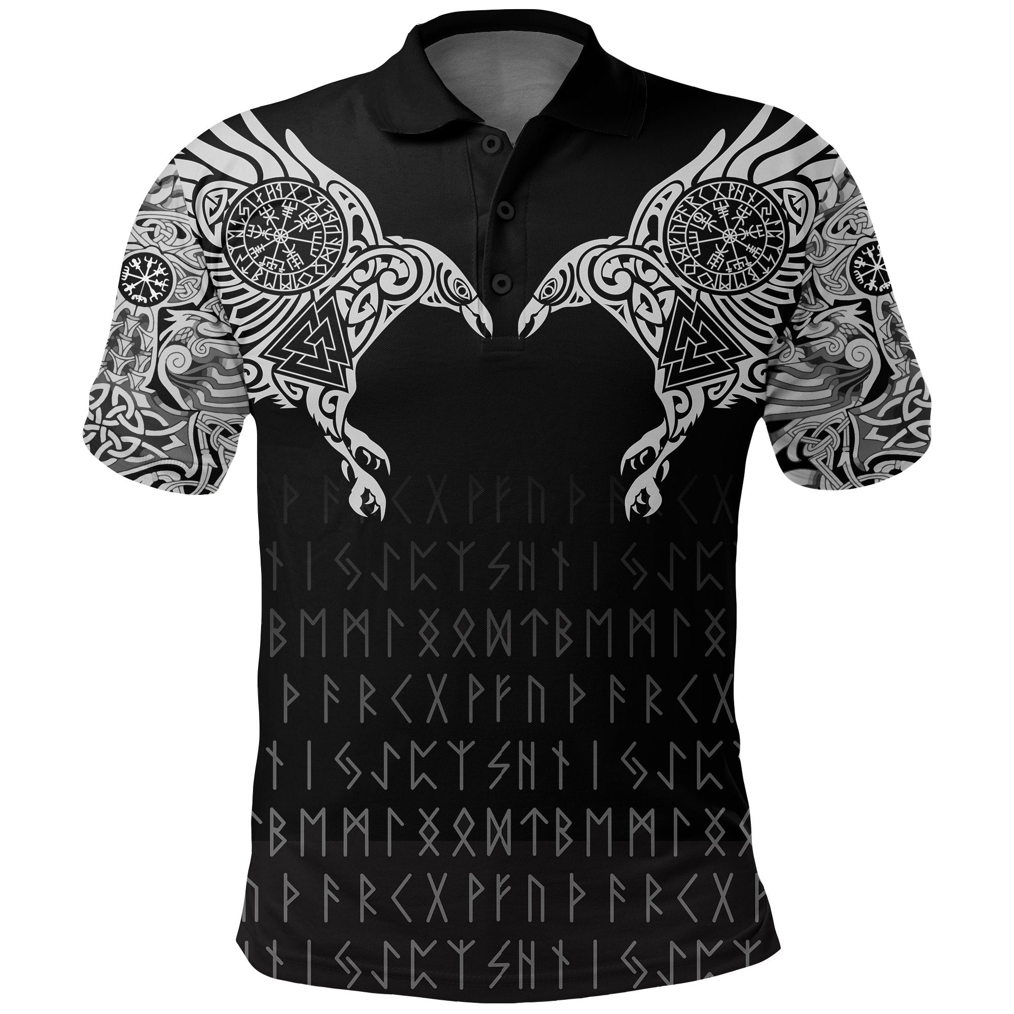 Viking Polo Shirt The Raven Of Odin Tattoo RLT12 - Wonder Print Shop