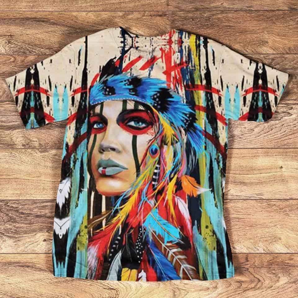 Native American Warrior Native American Warrior Woman 3D T Shirtor Woman 3D T Shirt LT10 - Wonder Print Shop