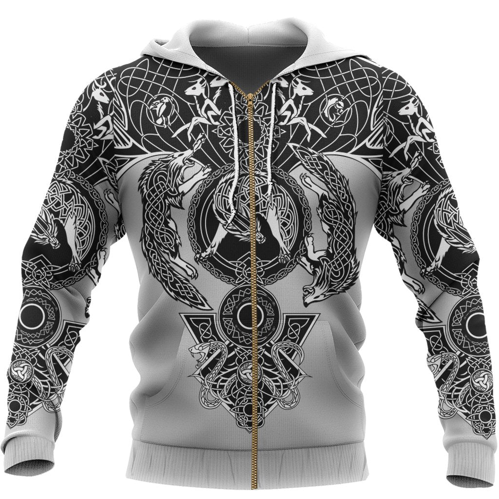 Viking Tattoo All - Over Print Zip Hoodie RLT12 - Wonder Print Shop