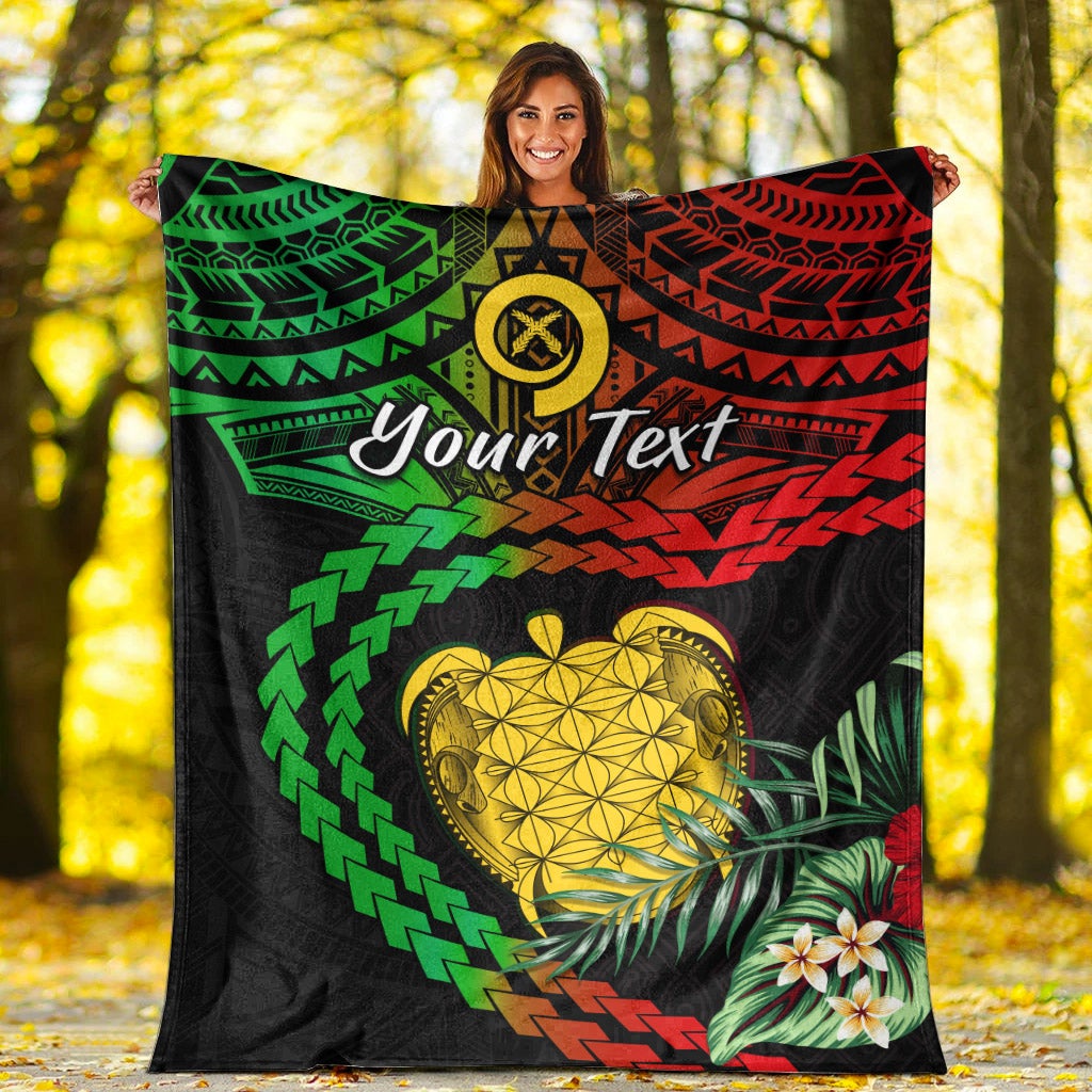 Black blanket: heart turtle graphic with green/red tribal patterns and 'Your Text'.