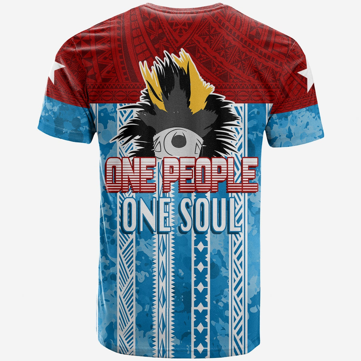 Cerulean OPM t-shirt with 'One People One Soul' text and bird emblem