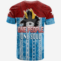 Cerulean OPM t-shirt with 'One People One Soul' text and bird emblem