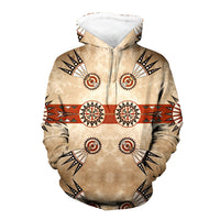 Multicolor drumhead Native pattern pullover hoodie, hood and front pocket