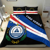 Edredom e duas almofadas Cabo Verde com brasão oval e faixa azul/vermelha