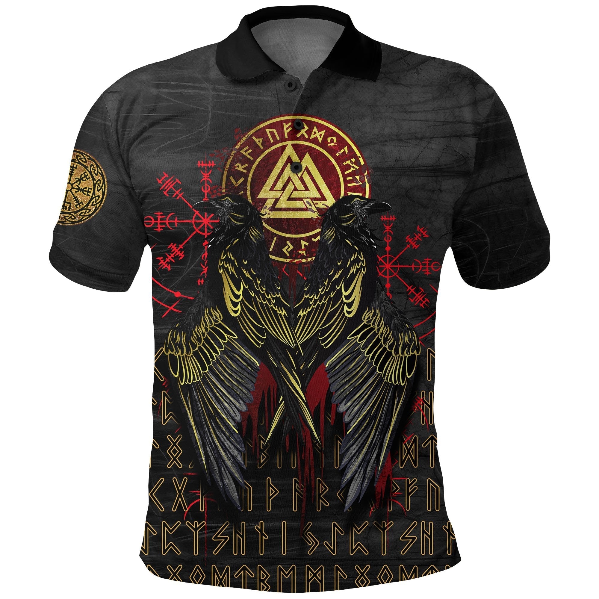 Viking Polo Shirt Vikings Valknut and Ravens Tattoo RLT12 - Wonder Print Shop