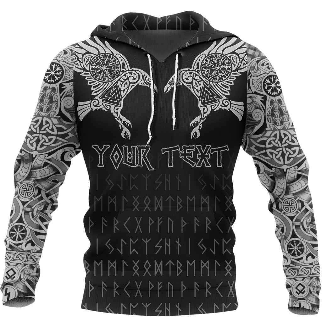 Viking Hoodie Custom The Raven Of Odin Tattoo RLT12 - Wonder Print Shop