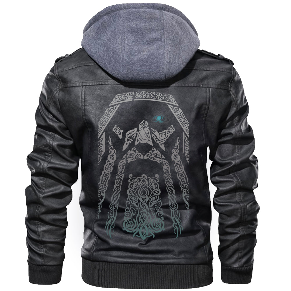 Viking Valknut Zipper Leather Jacket - Odin's Eye RLT12 - Wonder Print Shop