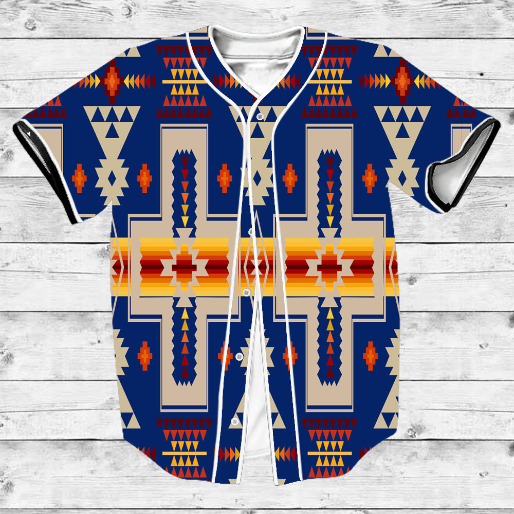 Navy Tribe Design Native American Baseball Jersey LT10 - Wonder Print Shop