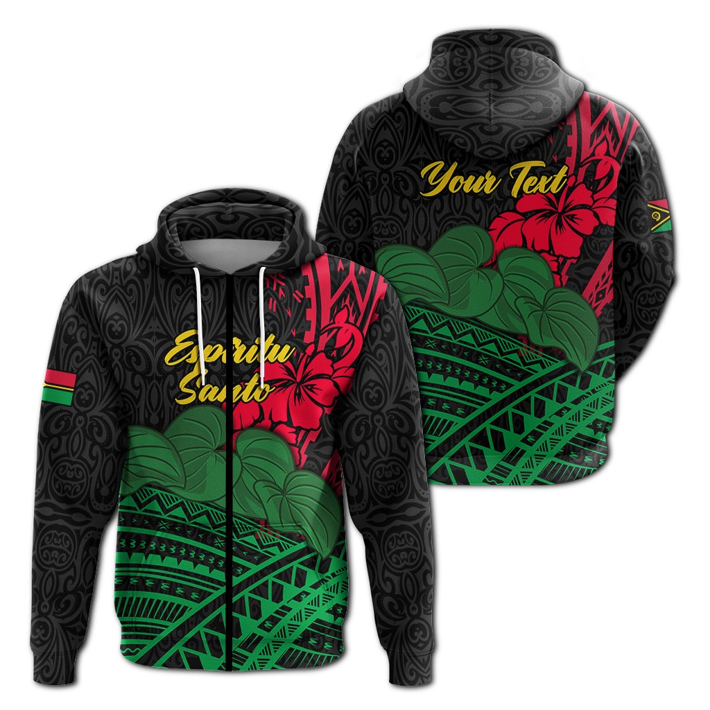 Custom Vanuatu Espiritu Santo Zip Hoodie Kava With Hibiscus LT12 - Wonder Print Shop