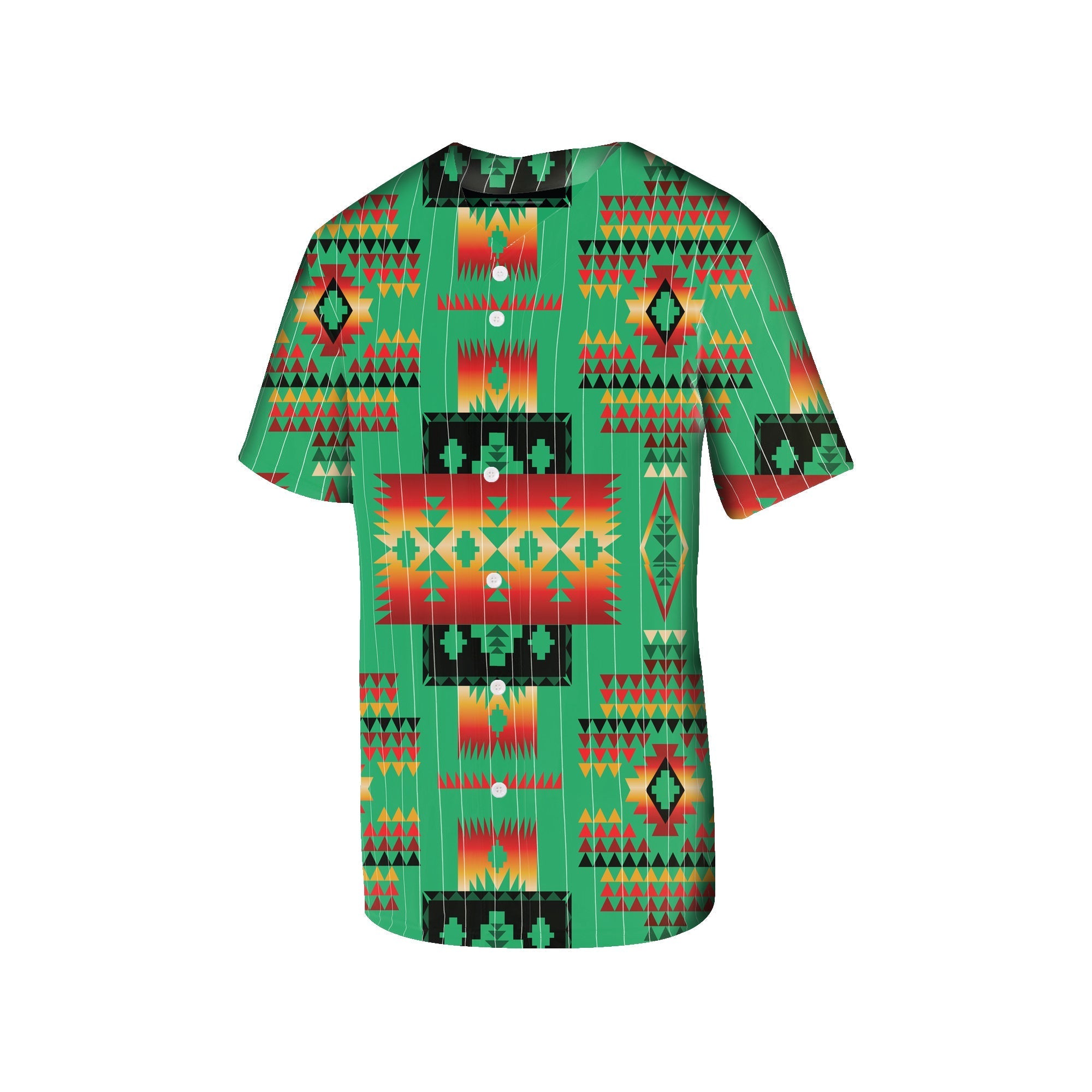 Green Tribe Pattern Native American Baseball Jersey LT10 - Wonder Print Shop