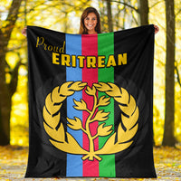 Black Eritrea premium blanket with multicolor vertical stripes and shield emblem