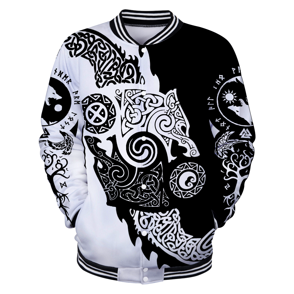 Viking Clothing Viking Hati and Skoll 3D Baseball Jacket RLT12 - Wonder Print Shop