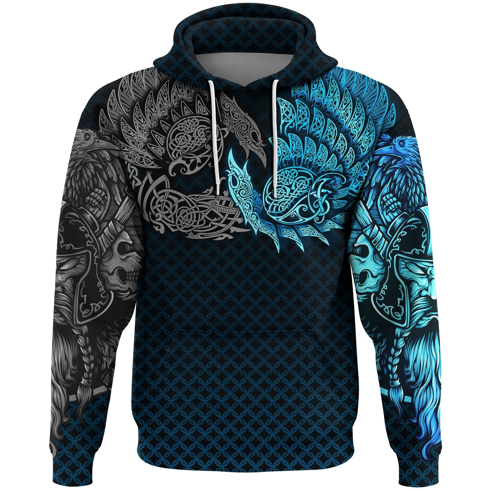 Viking Hoodie Ravens Of Midgard Blue RLT12 - Wonder Print Shop