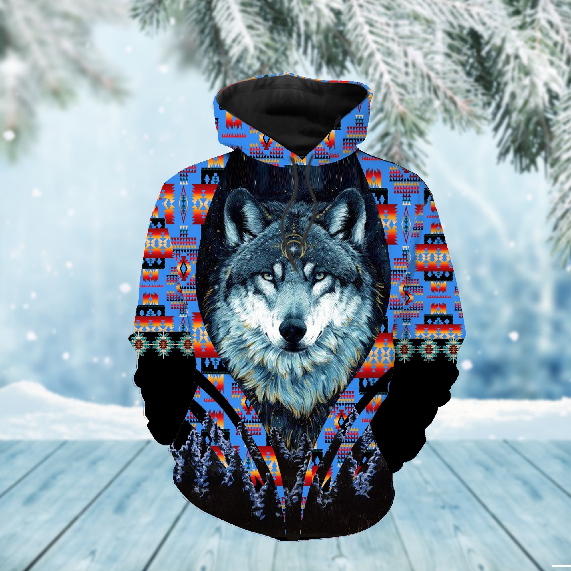 Moon Wolf Native American 3D Hoodie LT10 - Wonder Print Shop