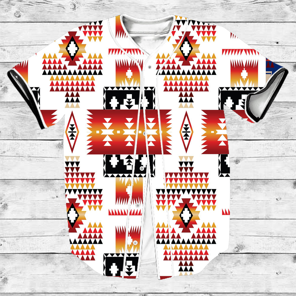 White Tribes Pattern Native American Baseball Jersey LT10 - Wonder Print Shop