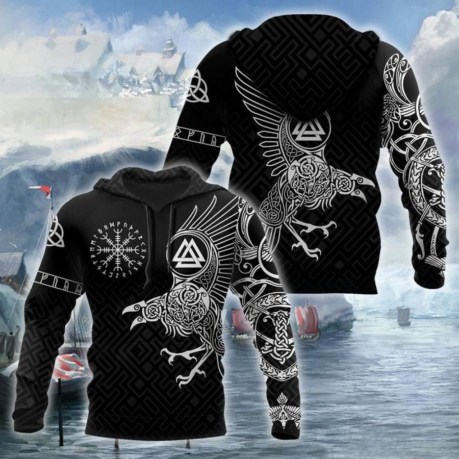 Viking Clothing The Raven Of Odin Tattoo Special Hoodie RLT12 - Wonder Print Shop