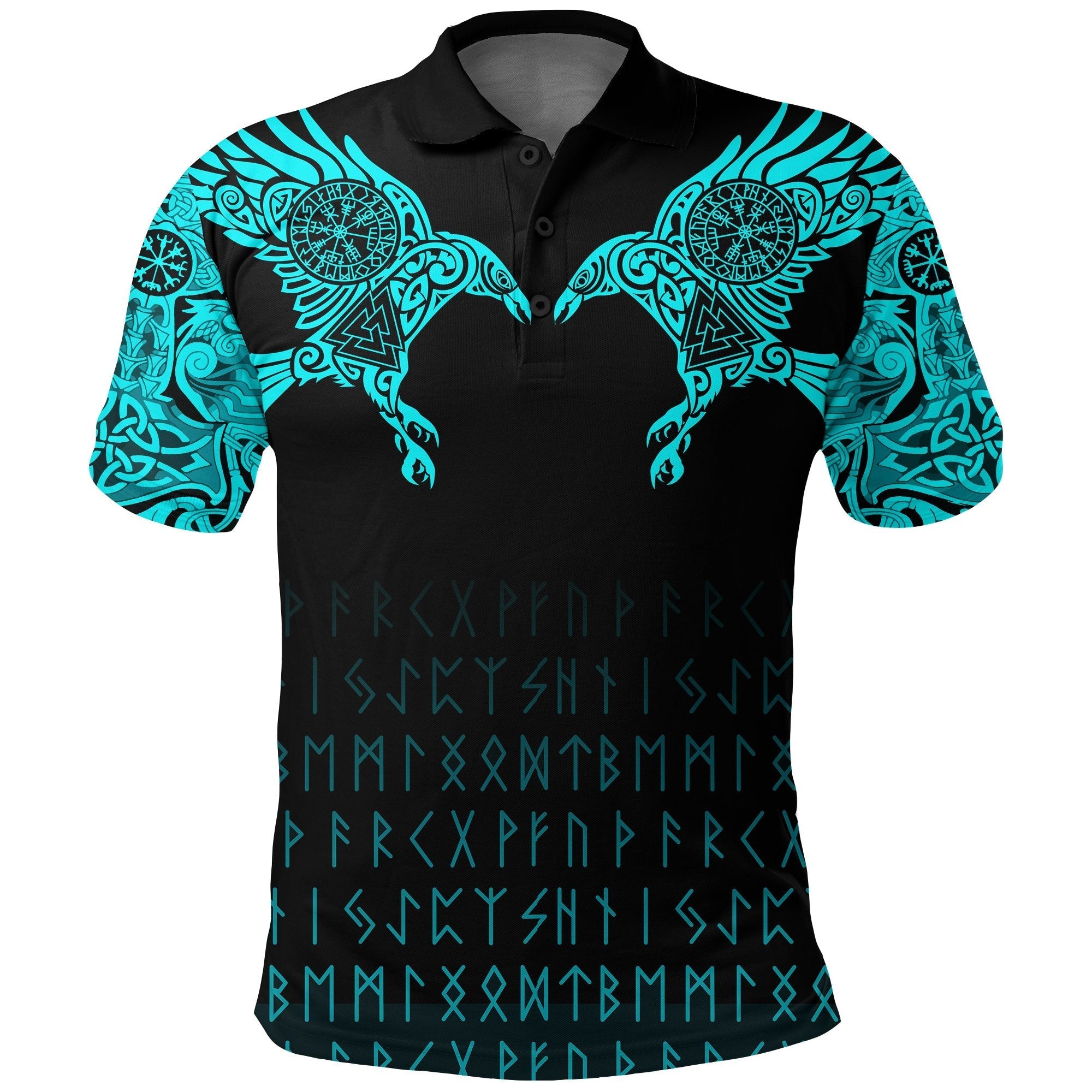 Viking Polo Shirt The Raven Of Odin Tattoo RLT12 - Wonder Print Shop