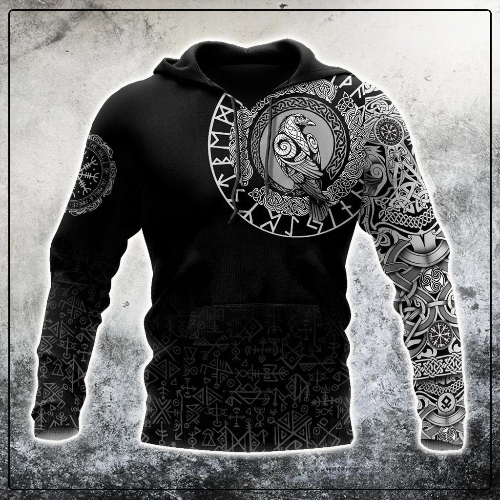 Viking Clothing Viking Raven Special Tattoo Hoodie RLT12 - Wonder Print Shop