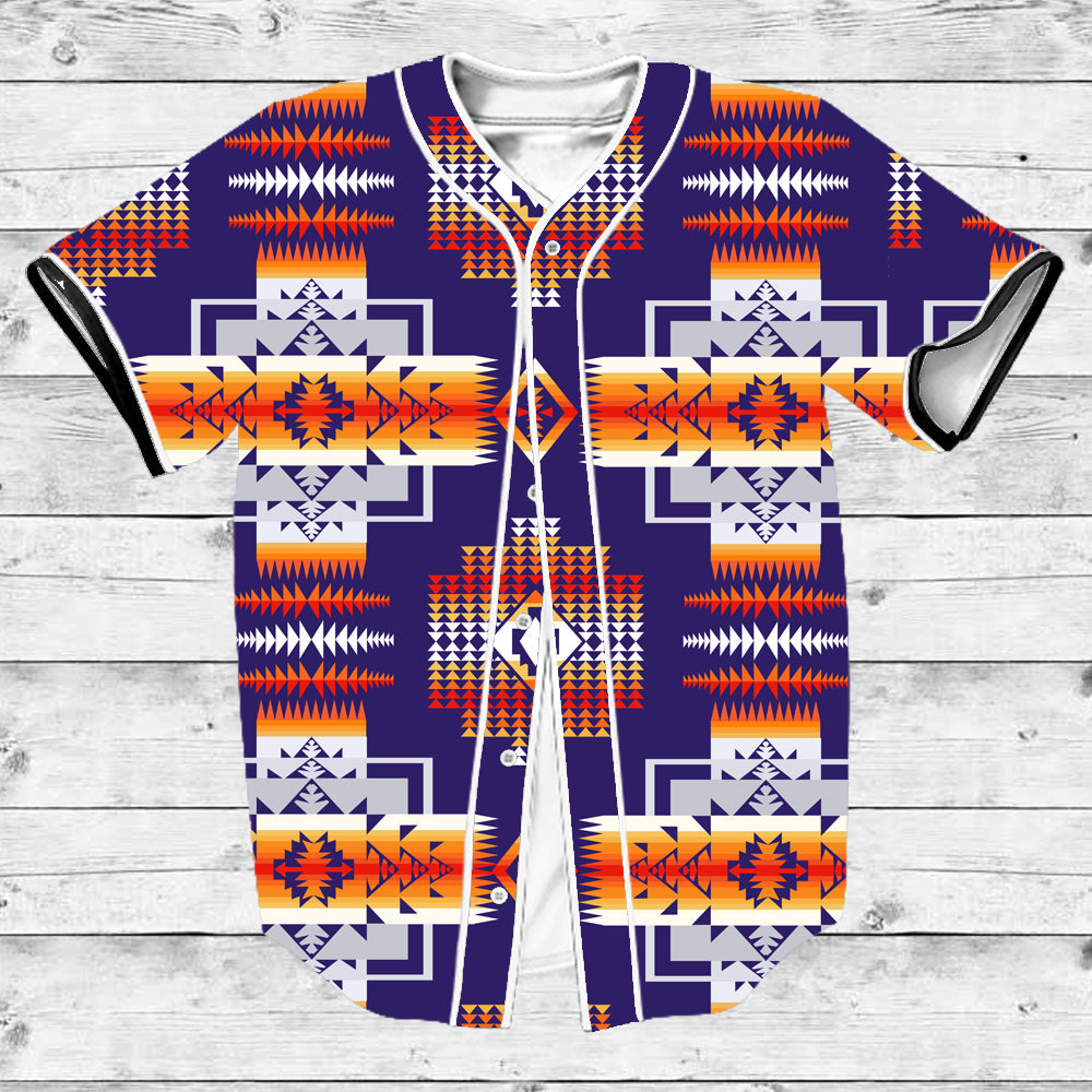 Purple Pattern Native American Baseball Jersey LT10 - Wonder Print Shop