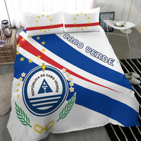 White duvet with blue-red diagonal stripes, “CABO VERDE” and coat-of-arms crest
