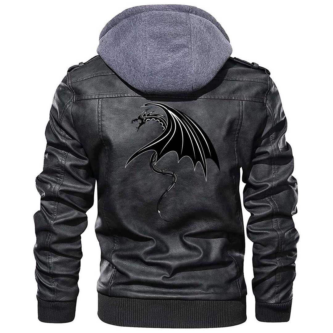 Viking Clothing Viking A Black Dragon Zipper Leather Jacket RLT12 - Wonder Print Shop