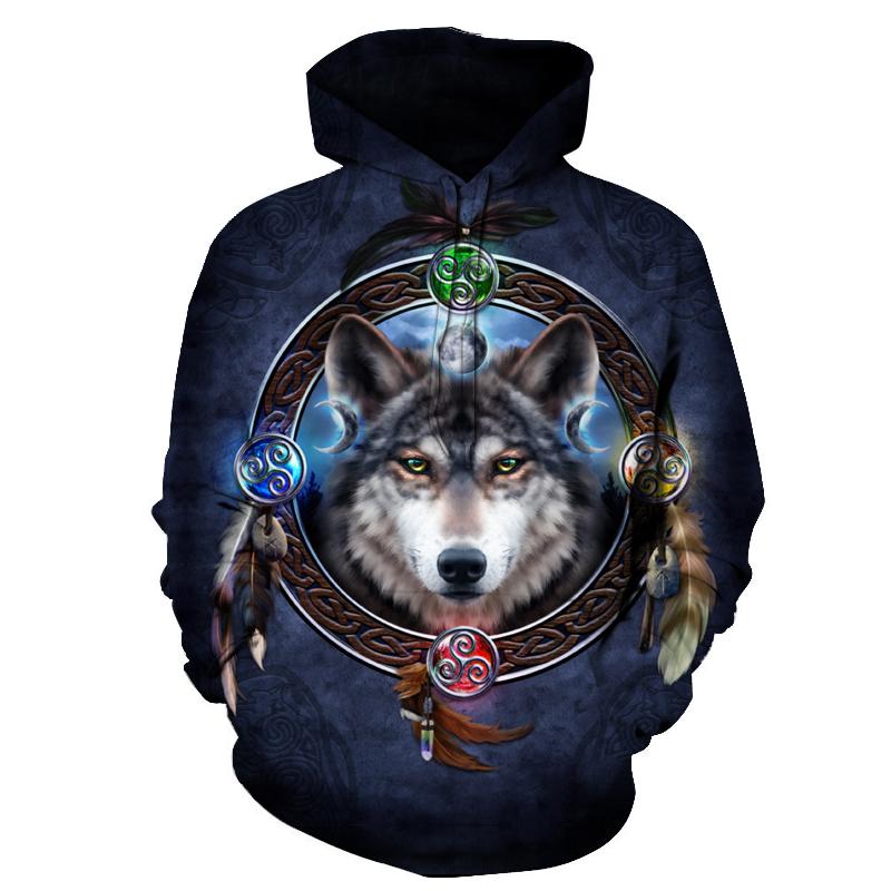 Magic Wolf Native American Pullover Hoodie LT10 - Wonder Print Shop