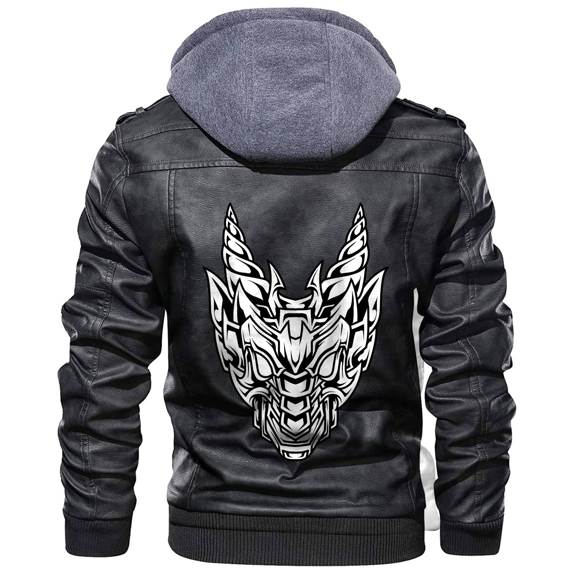 Viking Abstract Horned Dragon Leather Jacket RLT12 - Wonder Print Shop