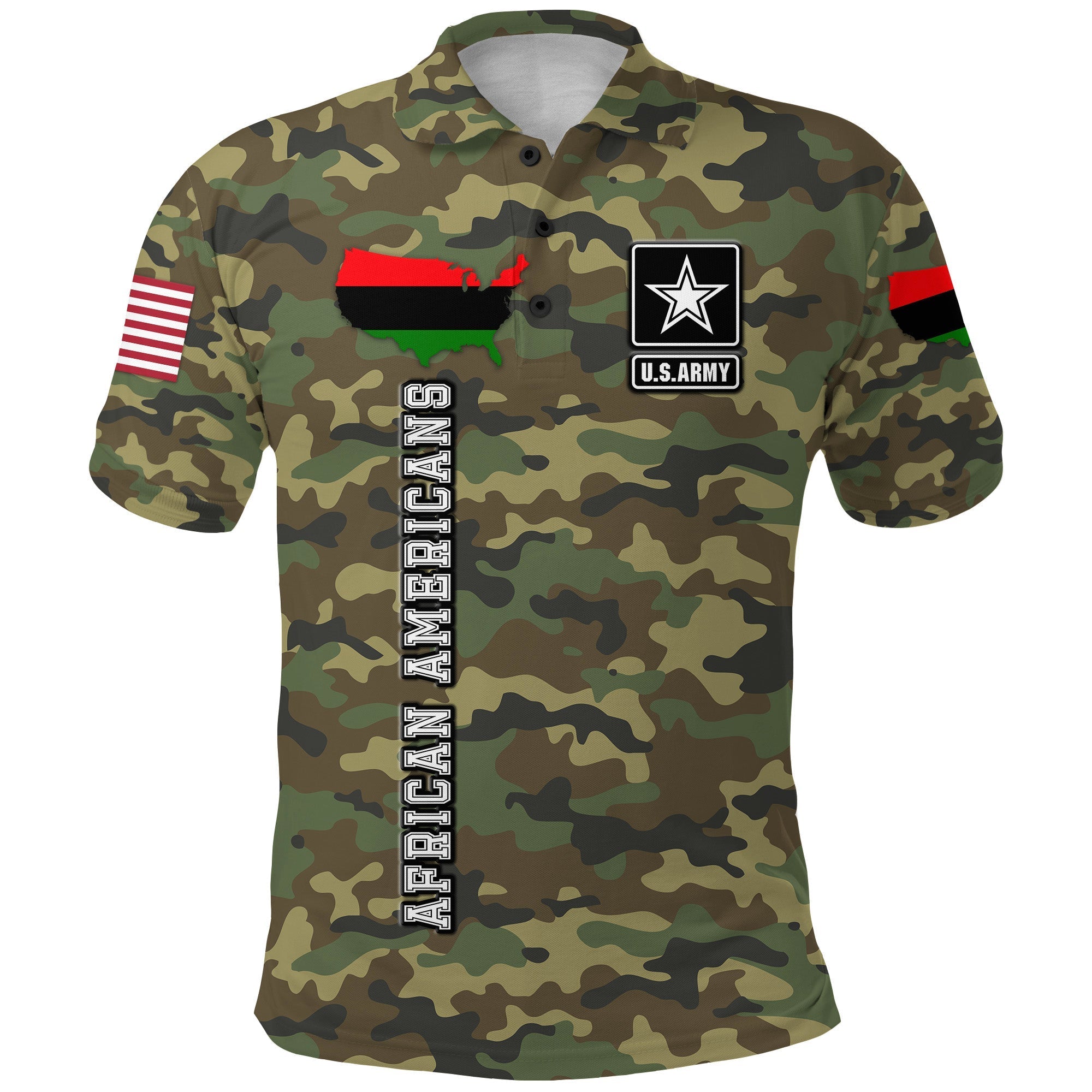 military-of-african-americans-polo-shirt-flag-simple-style