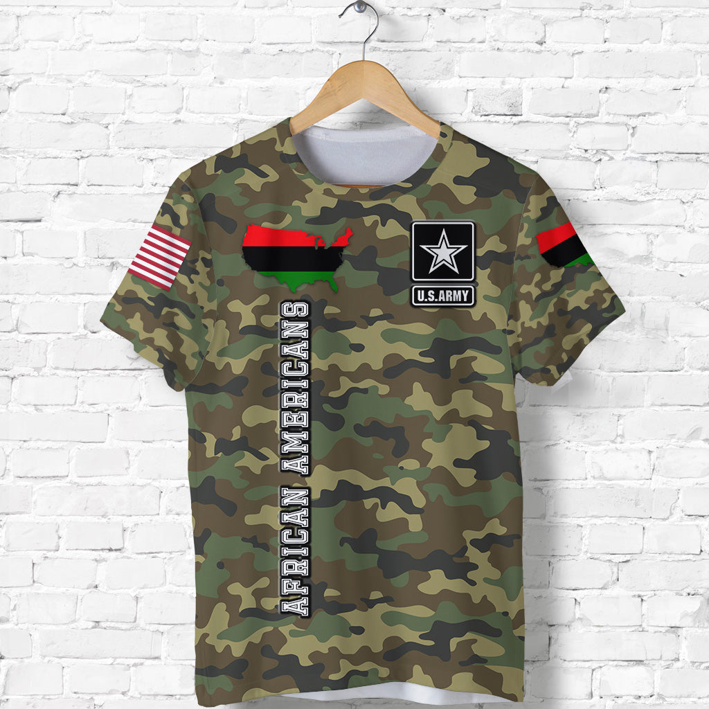 military-of-african-americans-t-shirt-flag-simple-style