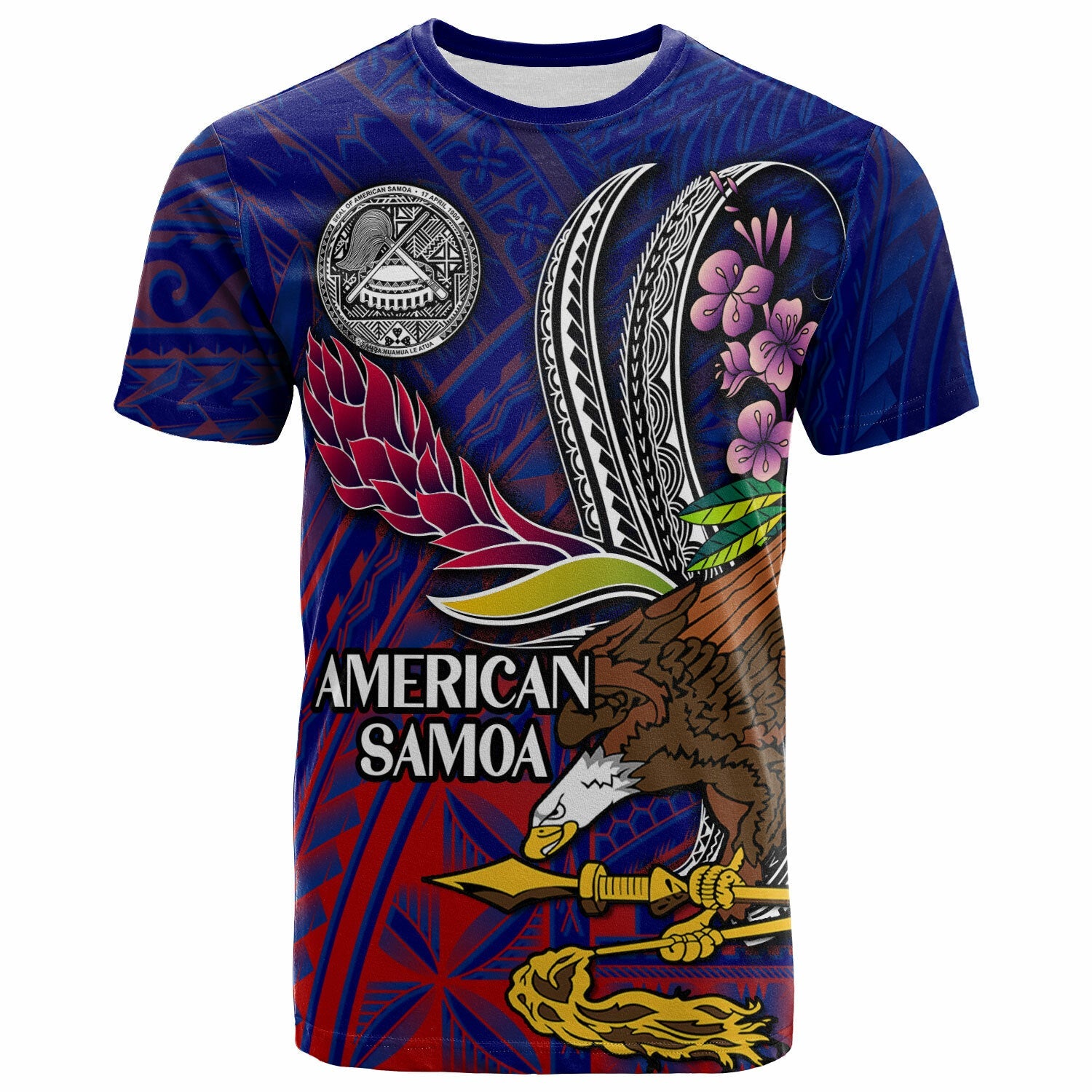 american-samoa-t-shirt-custom-seal-with-national-flowers-polynesian-patterns