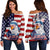 American Flag Eagle Style Women Off Shoulder Sweater RLT12 - Wonder Print Shop