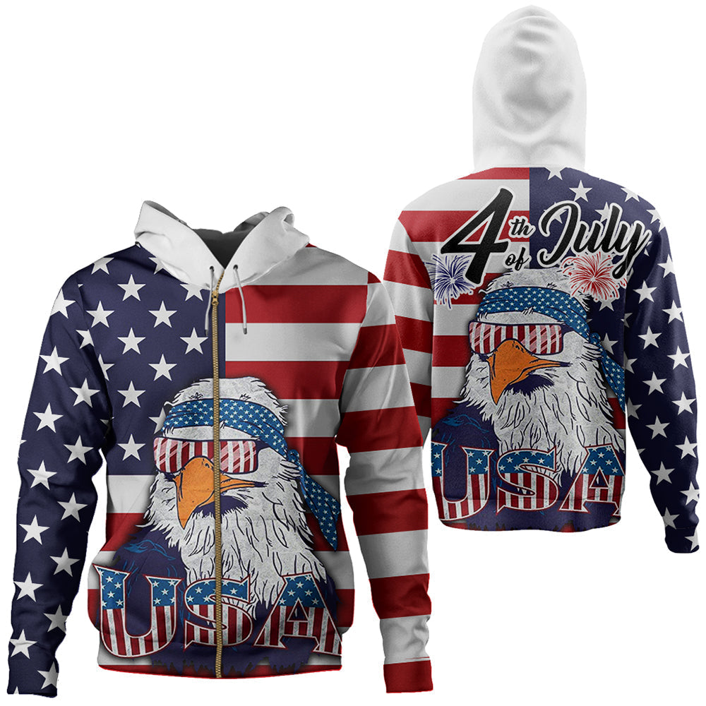 American Flag Eagle Style Zip Hoodie RLT12 - Wonder Print Shop