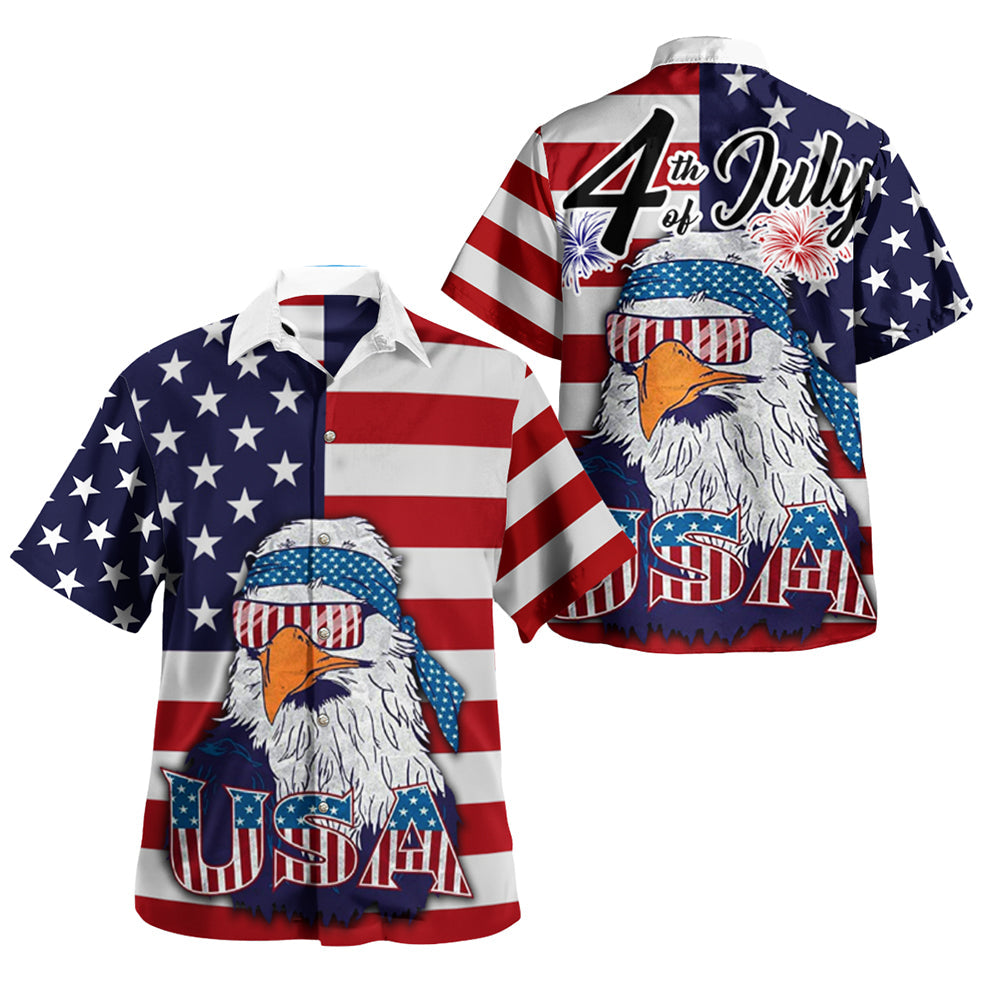 American Flag Eagle Style Hawaiian Shirt RLT12 - Wonder Print Shop