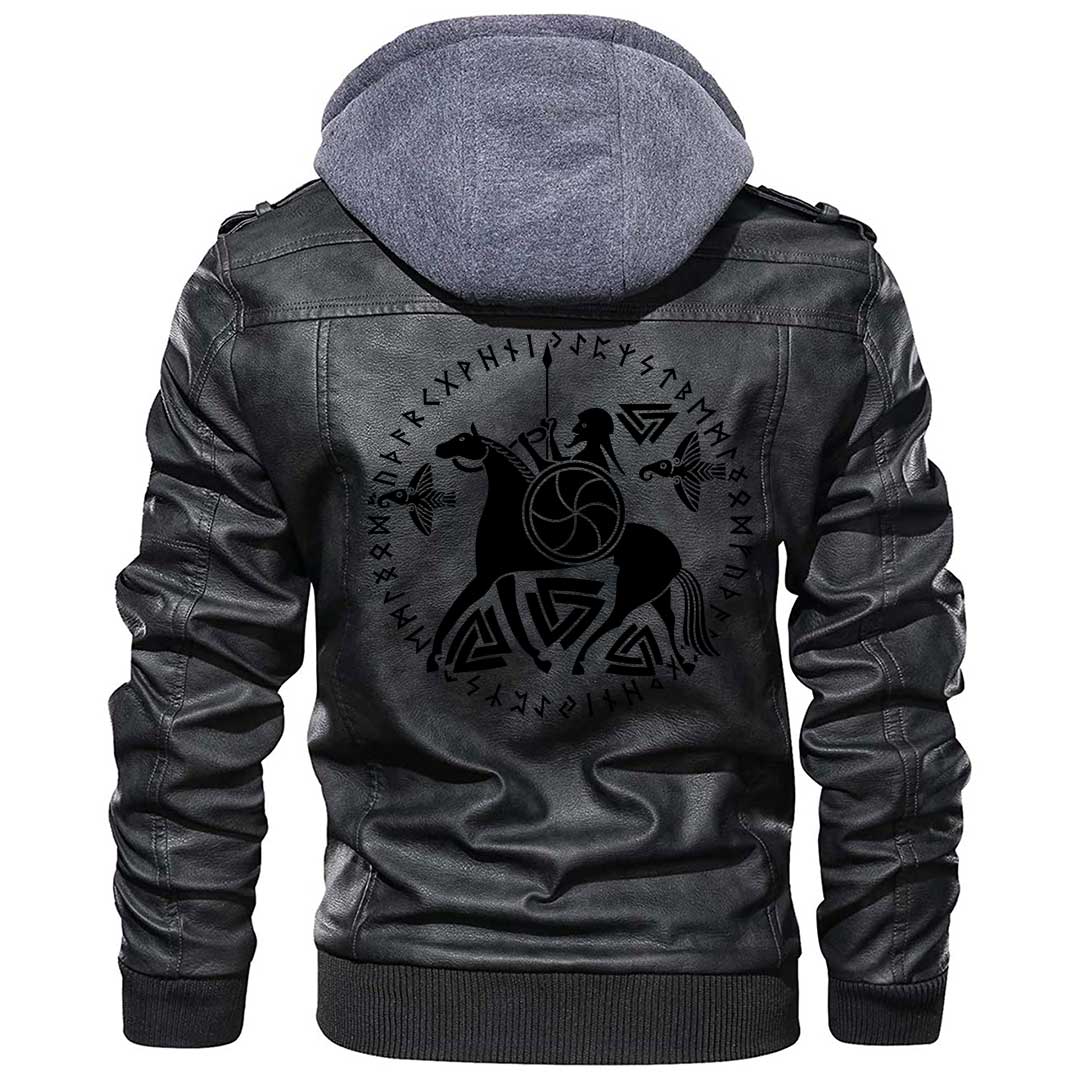 Viking Clothing Viking Ancient Scandinavian God Odin Zipper Leather Jacket RLT12 - Wonder Print Shop