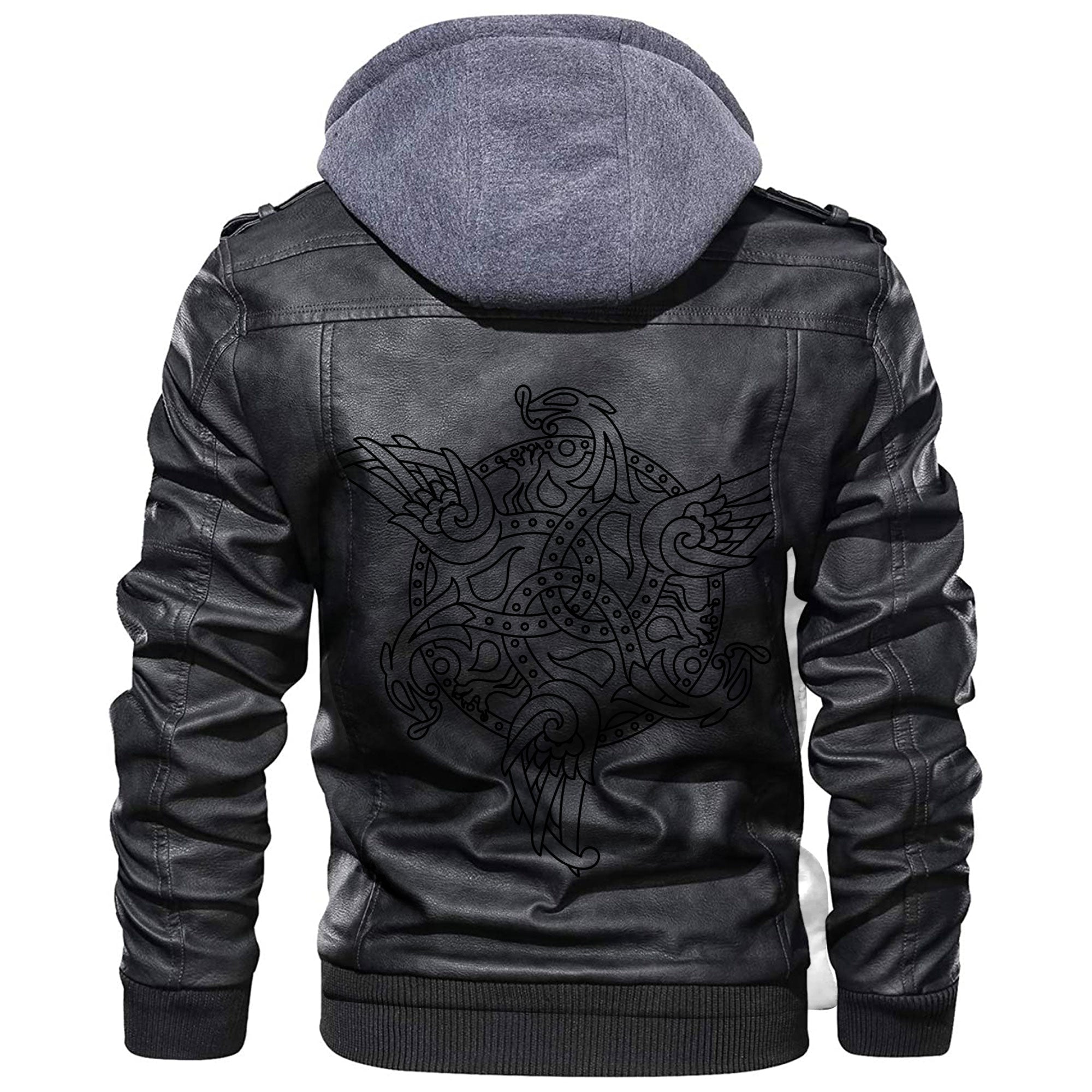 Viking Ancient Decorative Dragon In Celtic Style Leather Jacket RLT12 - Wonder Print Shop