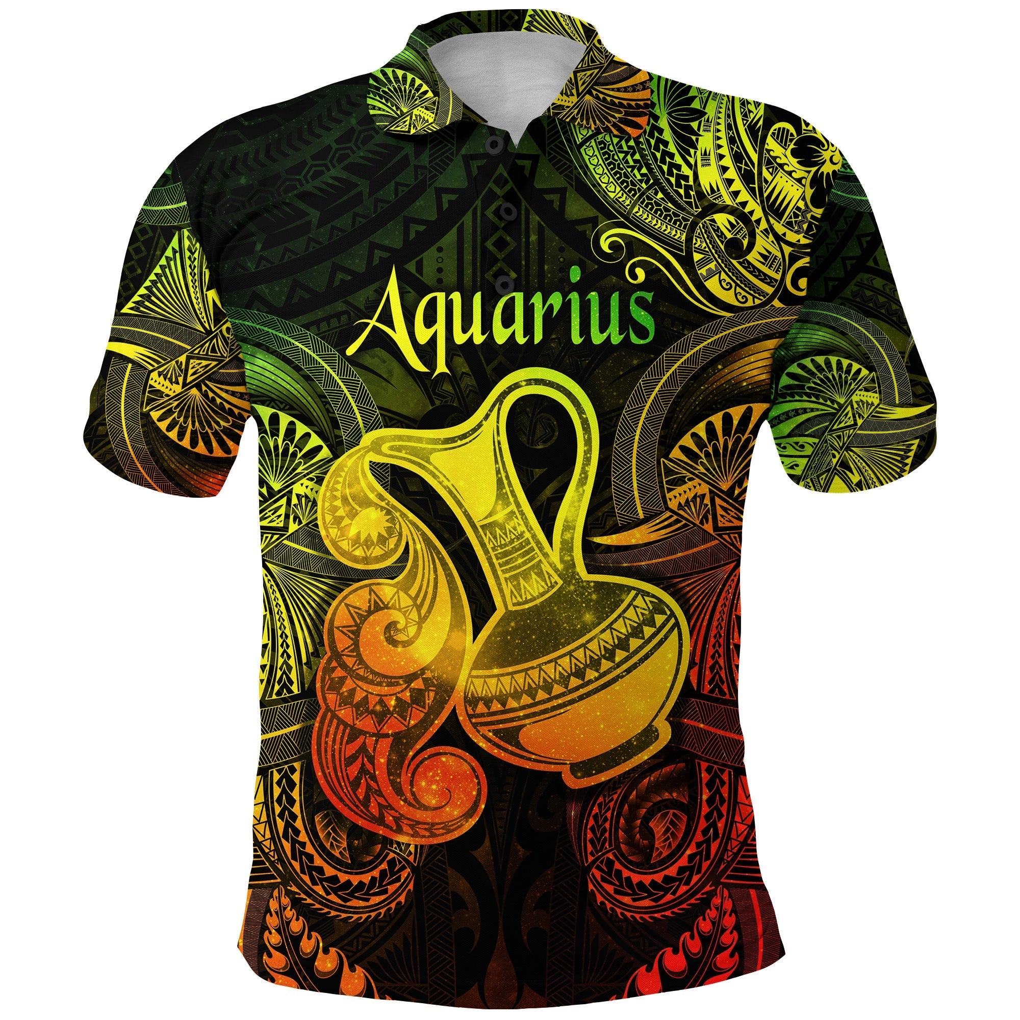 Aquarius Zodiac Polynesian Polo Shirt Unique Style Reggae LT8 - Wonder Print Shop