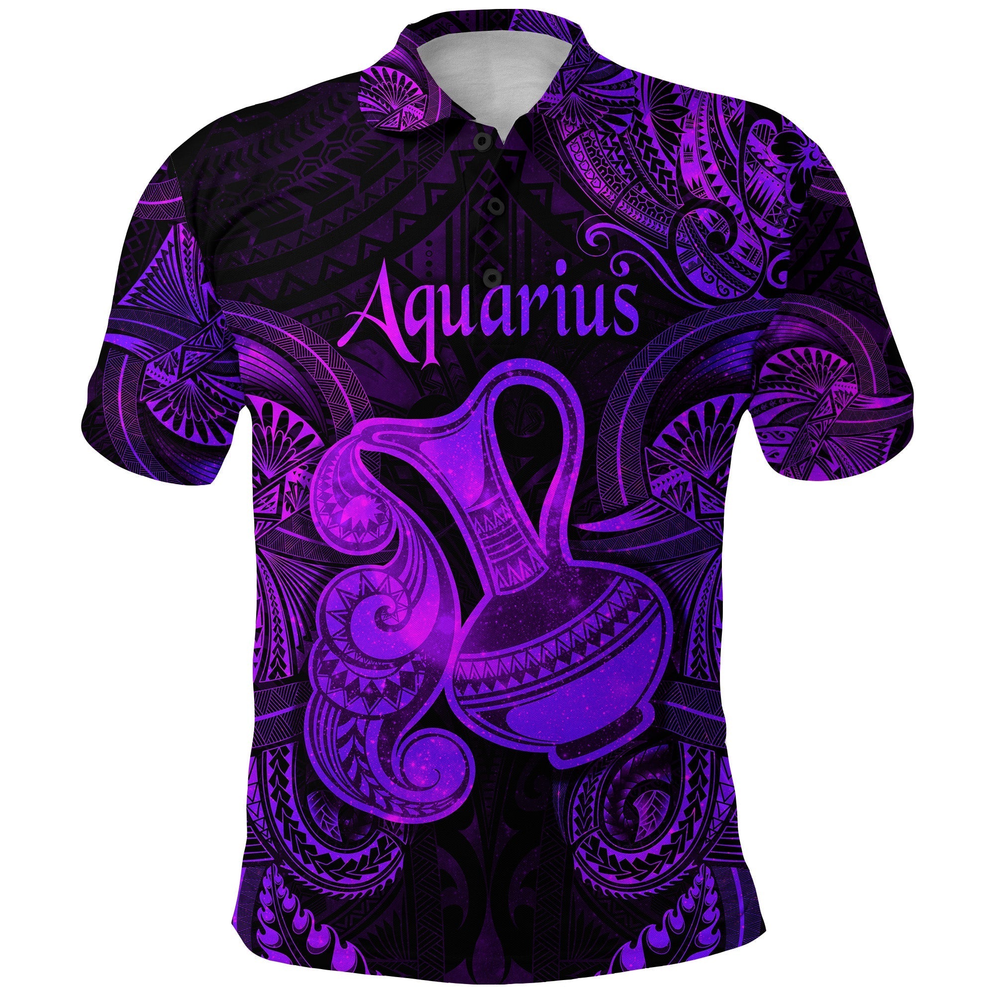 Aquarius Zodiac Polynesian Polo Shirt Unique Style Purple LT8 - Wonder Print Shop