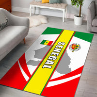 Senegal area rug with red, green, and yellow flag graphic and bold vertical stripe