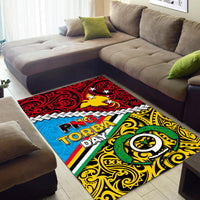 Multicolor PNG Torba Day area rug with red, blue, and yellow graphics and paisley swirls.