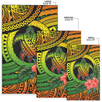 Turtle hibiscus area rug set: large 5x8 ft, medium 4x6 ft, small 3x5 ft