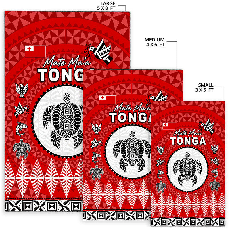 Tonga area rug size options: small 3x5 ft, medium 4x6 ft, large 5x8 ft