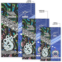Set of Polynesian area rugs showing large 5x8, medium 4x6, small 3x5 size options