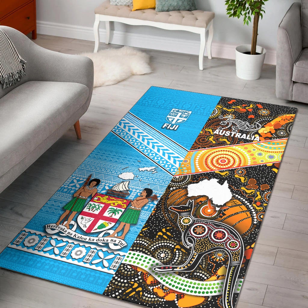 Australia Aboriginal And Fiji Tapa Area Rug Together LT8 - Wonder Print Shop