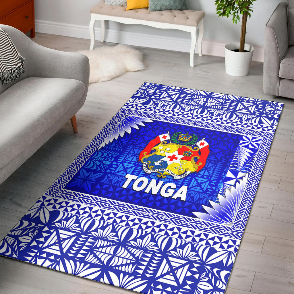 Tonga Coat Of Arms Area Rugs Simplified Version Blue LT8 - Wonder Print Shop